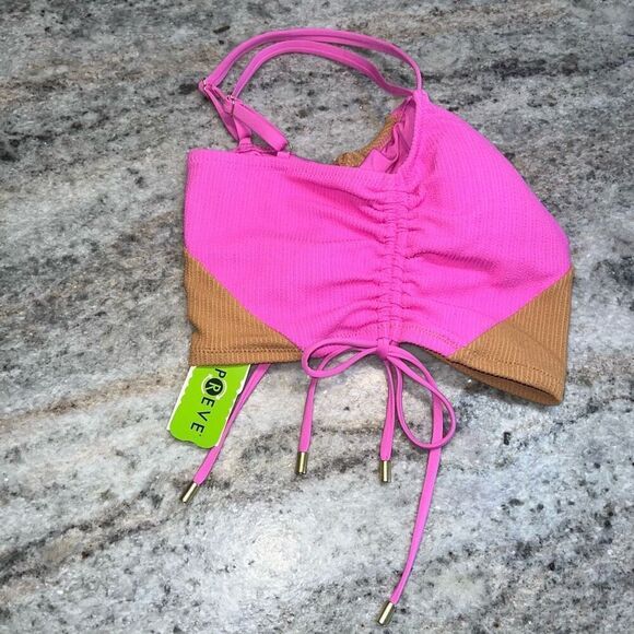 Sanctuary Balancing Act Shirred-Side Cropped Pink Aura Tankini Top Women's XS - Picture 7 of 12